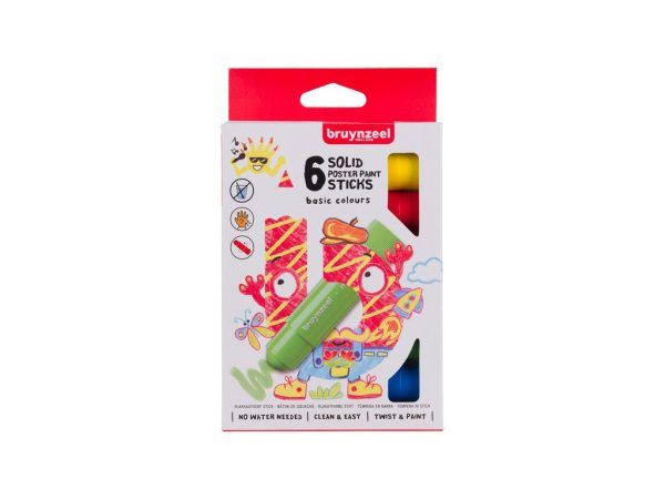 bruynzeel 6 SOLID POSTER PAINT STICKS/ basic colours