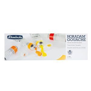 Schmincke - HORADAM® GOUACHE colour box compact metal box with 12 finest, strong gouache colours in 5 ml tubes