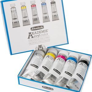 Schmincke - ACADEMIE® Acrylic paint, basic set of cardboard boxes with tubes 5 x 60 ml basic colors 76776