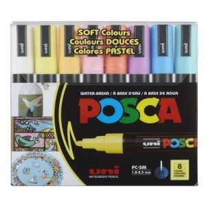 Uni POSCA Marker 1.8 2.5mm Wallet PC5M Set Of 8 Color Pastel