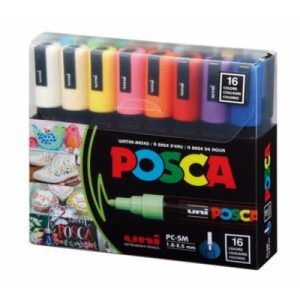 Uni POSCA Marker 1.8-2.5mm Wallet pc5m Set Of 16 Color