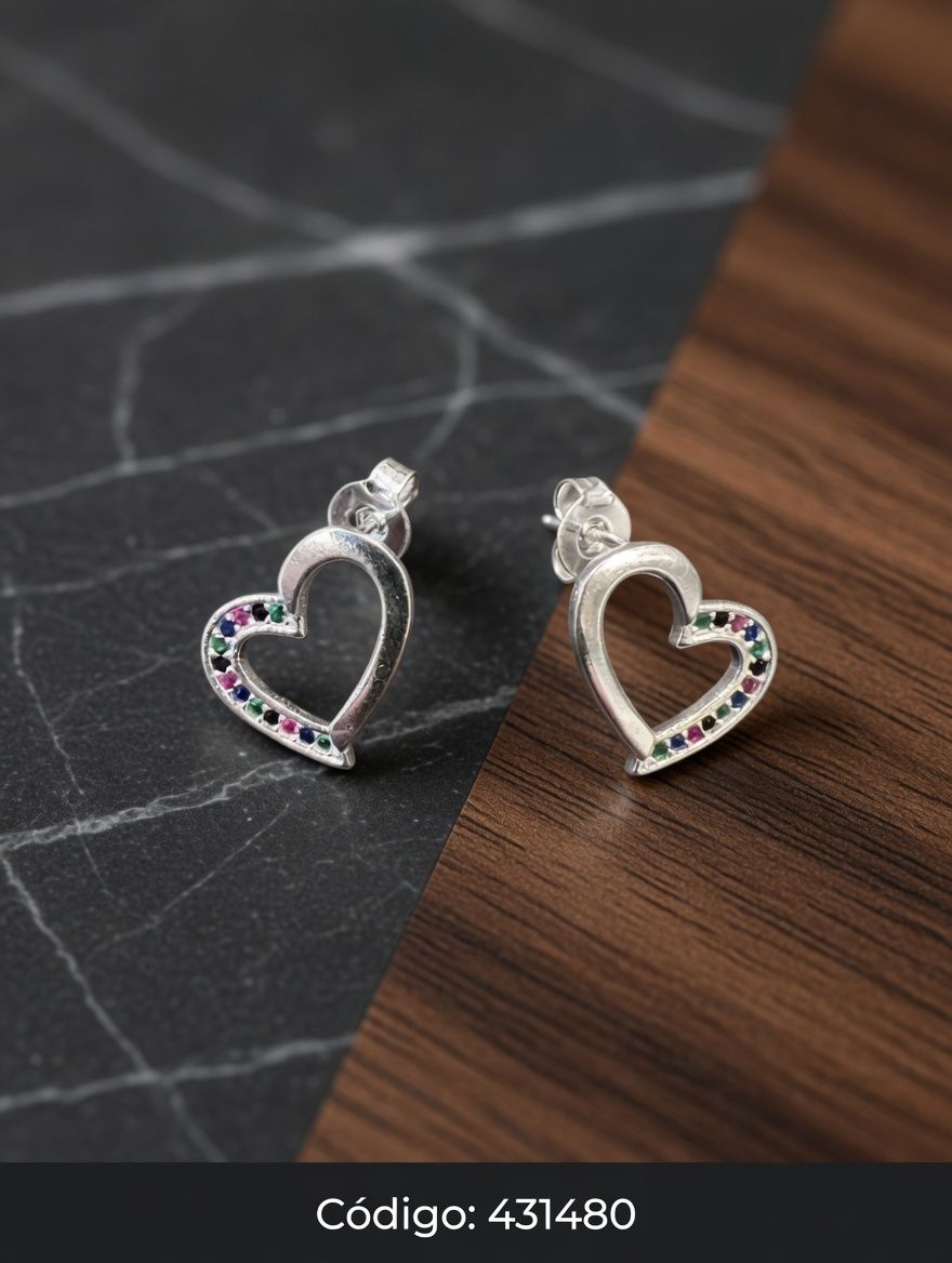 AROS ZIRCON CORAZON PASANTE PLT. IMPORTANTE - miniatura 4