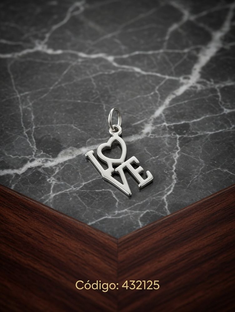 DIJE LISO LOVE PLATEADO IMPORTANTE