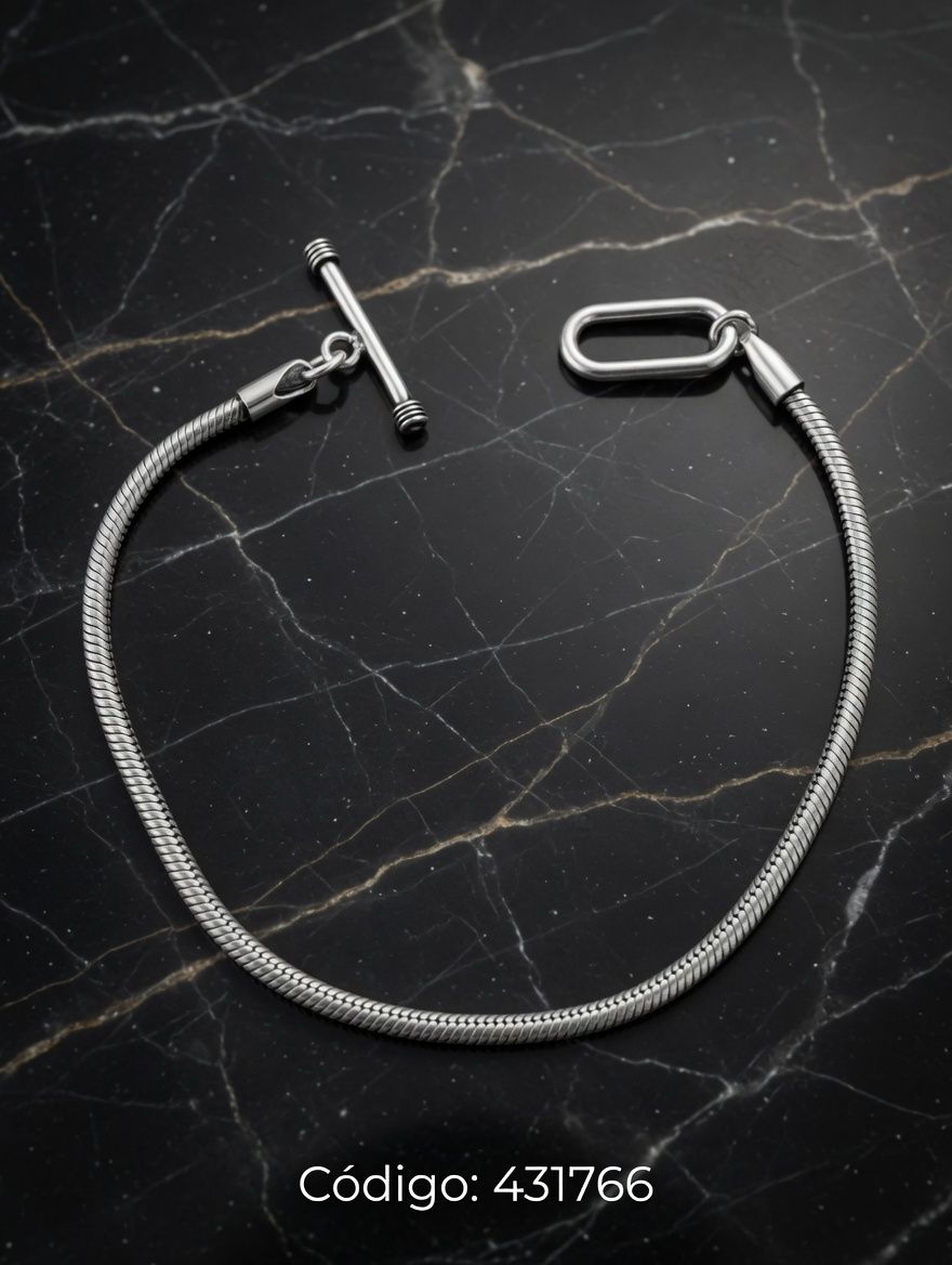 PULSERA MACIZA COLA RATA LISA PLAT. IMPORTANTE - miniatura 1