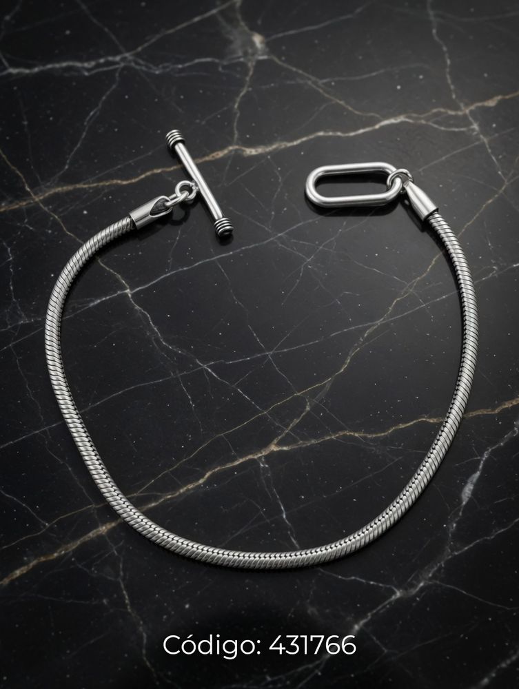 PULSERA MACIZA COLA RATA LISA PLAT. IMPORTANTE
