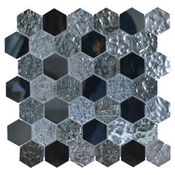 MOZAIC, KERAMYTH, GLASS MOSAIC HEXAGON 30.5X30 cm, albastru