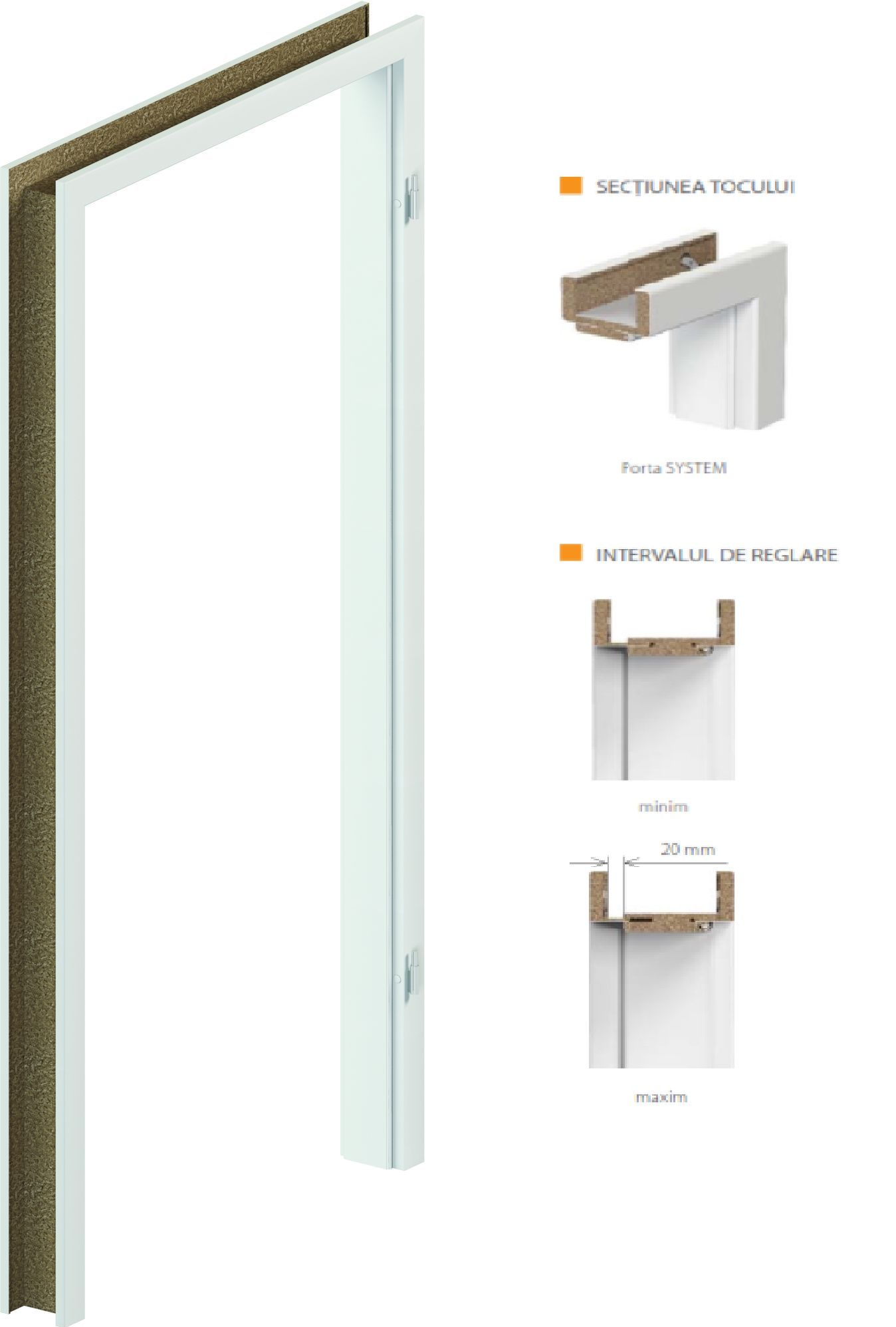 TOC REGLABIL PORTASYSTEM, LEMN, 140-160MM, PORTADECOR NUC, STANGA 70