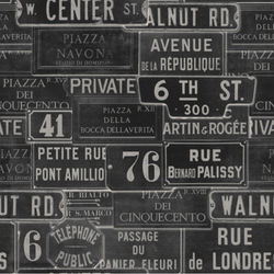 VINTAGE SIGNS ANTHRACITE TAPET