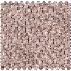 MOZAIC, PORCELANOSA GRUPO, GRAVITY ALUMINIUM 3D HEXAGON ROSE GOLD 30.7X30.1 cm, rose gold