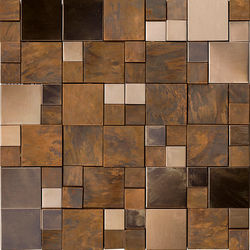 MOZAIC, PORCELANOSA GRUPO, METAL BRONZE MINI 3D CUBES 30,5X30,5X0,8 CM cm, cupru