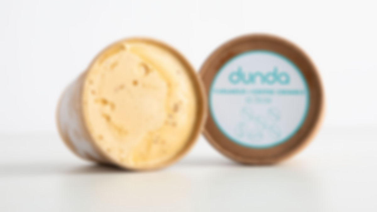 Mantecado de caramelo y coffee crumble, Dunda