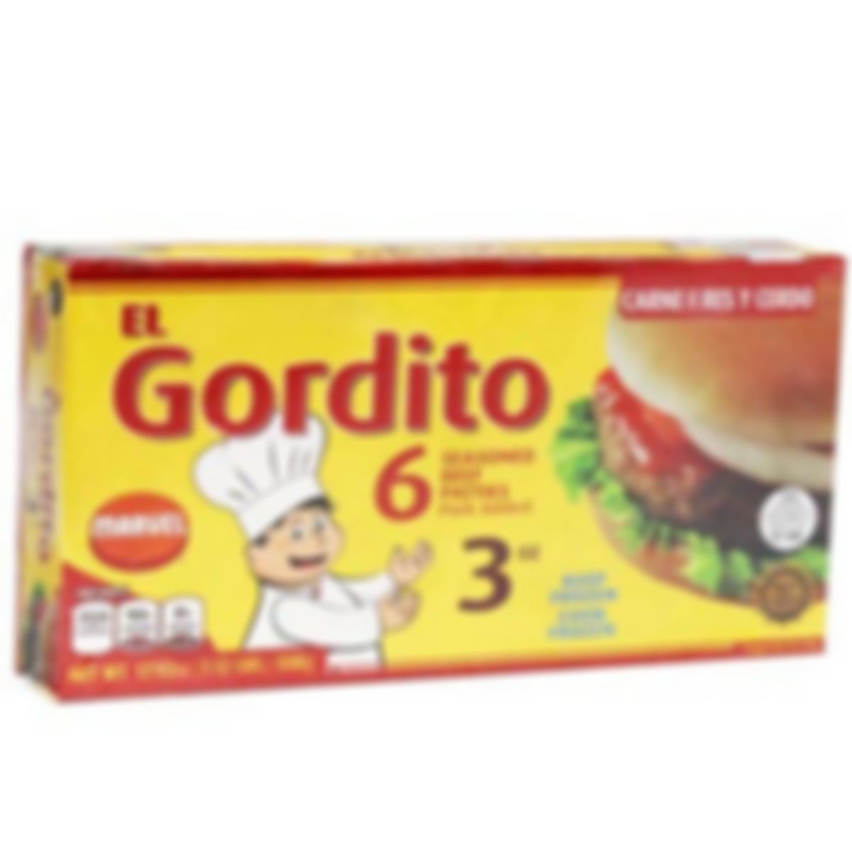 El Gordito - 6 burgers de carne de res sazonados