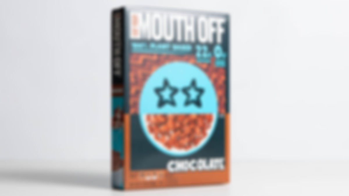 Eat Your Mouth Off Chocolate Vegan, Plant Based Protein Cereal, 22g Protein, 7.7. oz Box