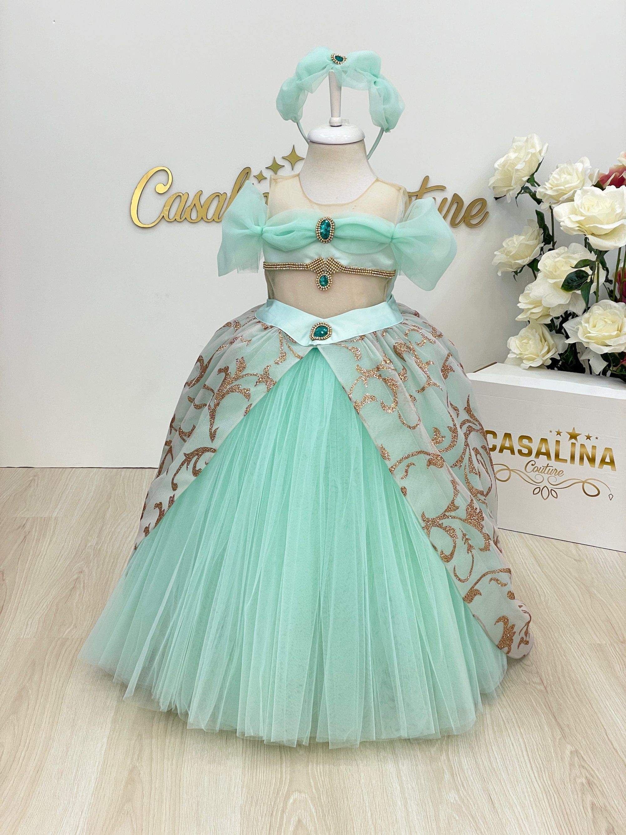 Princess Jasmine Dress. Aladdin Theme Costume. Baby Girl Dress. Princess Jasmine Costume. Aladdin Jasmine Outfit. Birthday Jasmine Dress. CASALINA COUTURE