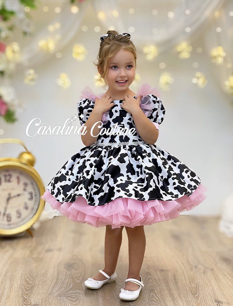 Cow dress, Cow theme baby girl dress, Cow dress pink skirt toddler party  dress. Knee length cow birthday party dress, Cow baby girl costume -  CASALINA COUTURE