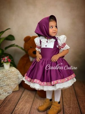 Masha Dress Masha themed baby girl dress Puffy knee length birthday costume Masha Outfit for birthday party 1st birthday Masha dress CASALINA COUTURE