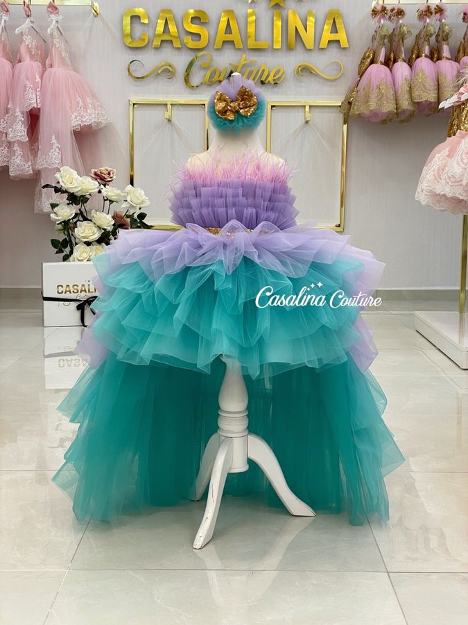Dulce Dress Lilac Turquoise - CASALINA COUTURE