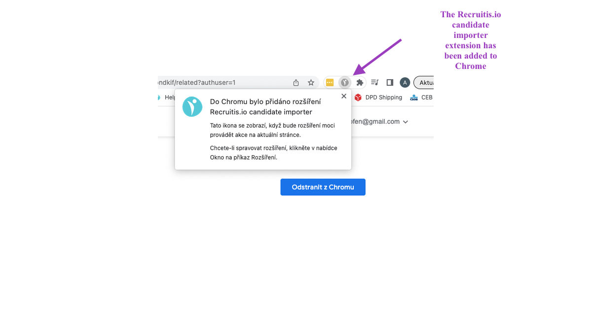 The Recruitis.io candidate importer extension has been added to Chrome