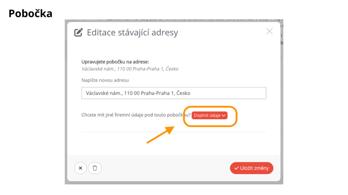 editace pobočky