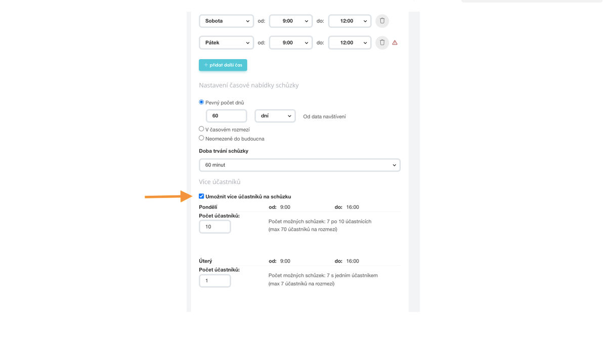 Povolit více účastníku na schůzku