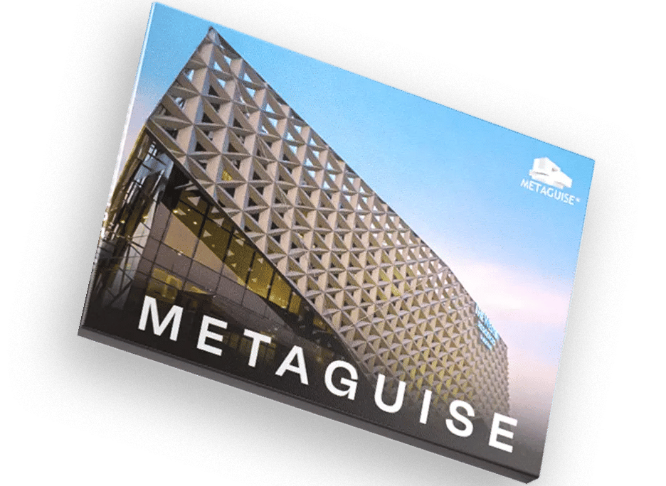 Cover of Metaguise Odyssey book featuring a sculpted metallic wing motif in bronze tones.