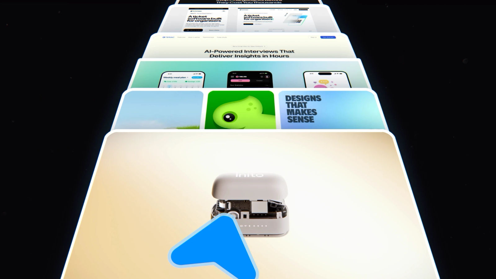 Stack of website designs