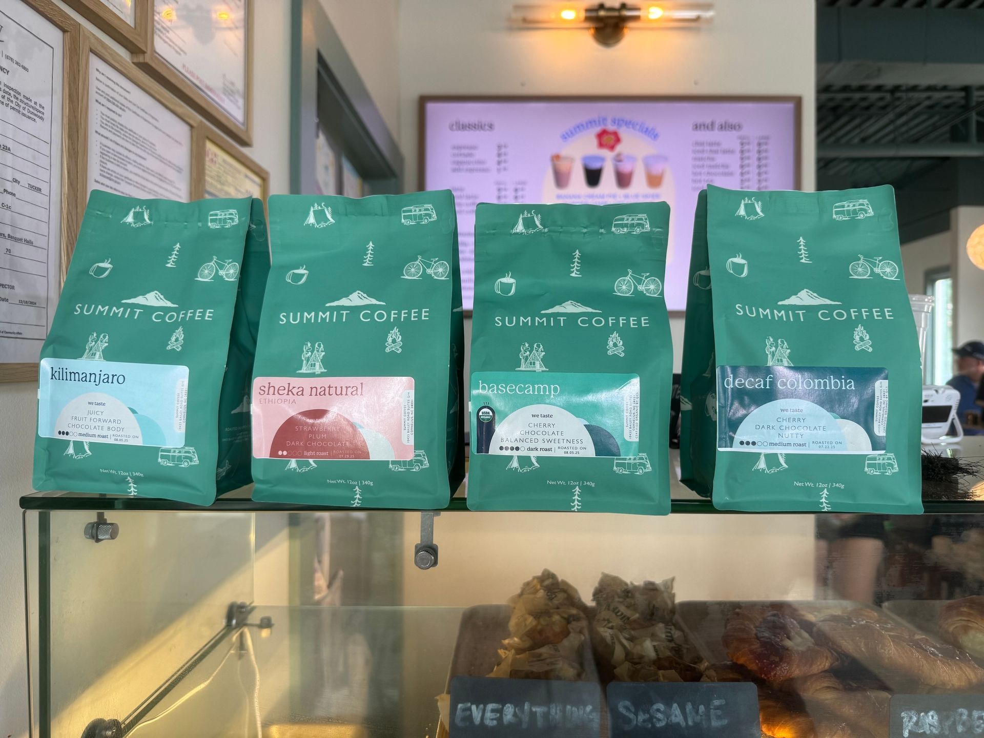 View of coffee bag designs for various roasts