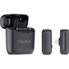 Aluratek AWLML01F Wireless Vlogging Lapel Microphone - Omni-directional - 360 Degrees - 2.4 GHz - Rechargeable - Black