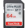 Sandisk SDSDUW3-064G-AN6IN Ultra Plus SDXC Flash Memory Card - 64 Gigabytes - SDXC - UHS-I - Water Resistant - Shock Resistant - X-Ray Resistant