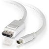 C2G 6ft 4K Mini DisplayPort to DisplayPort Cable - 4K 30Hz - White - M/M - DisplayPort/Mini DisplayPort for Notebook, Tablet, Monitor, Audio/Video Device - 6 ft - 1 x Mini DisplayPort Male Thunderbolt - 1 x DisplayPort Male Digital Audio/Video - White