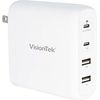 VisionTek 100W GaN II Power Adapter - 4 Port - 100 W - 120 V AC, 230 V AC Input - 5 V DC/5 A, 9 V DC, 15 V DC, 20 V DC Output