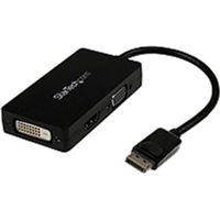 StarTech.com DisplayPort to VGA / DVI / HDMI Adapter - 3-in-1 DP Converter - Black - 1 Pack - 1 x DisplayPort Male Digital Audio/Video - 1 x DVI-D Female Digital Video, 1 x HDMI Female Digital Audio/Video, 1 x HD-15 Female VGA - Black