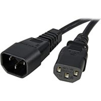 StarTech.com 3 ft 14AWG Computer Power Cord Extension - C14 to C13 Power Cable - 3ft - IEC 60320 C13 - IEC 60320 C14 250V AC - 15A - Black