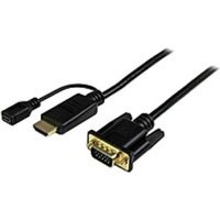 StarTech.com 3 ft HDMI to VGA active converter cable - HDMI to VGA adapter - 1920x1200 or 1080p - HDMI/VGA for Video Device, Monitor, Projector - 3 ft - 1 x HDMI Male Digital Audio/Video, 1 x Type B Female Micro USB - 1 x HD-15 Male VGA - Black