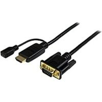 StarTech.com 6 ft HDMI to VGA Active Converter Cable - HDMI to VGA Adapter - 1920x1200 or 1080p - HDMI/VGA for Video Device, Monitor, Projector - 6 ft - 1 x HDMI Male Digital Audio/Video, 1 x Type B Female Micro USB - 1 x HD-15 Male VGA - Black