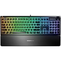 SteelSeries 64795 Apex 3 Water Resistant Gaming Keyboard - Cable Connectivity - USB Interface - English (US) - Windows, Mac OS - Black