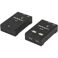 StarTech.com 4 Port USB 2.0-Over-Cat5-or-Cat6 Extender - up to 130ft (40m)~ - Connect four USB 2.0 devices away from your computer over Cat5 or Cat6 up to 130ft (40m) - Cost-effective & compact USB extension over single Ethernet cable - 2 top ports - OS