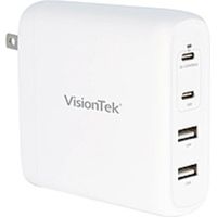 VisionTek 100W GaN II Power Adapter - 4 Port - 100 W - 120 V AC, 230 V AC Input - 5 V DC/5 A, 9 V DC, 15 V DC, 20 V DC Output