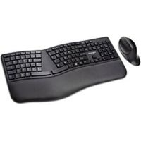 Kensington Pro Fit Ergo Wireless Keyboard and Mouse-Black - USB Wireless Bluetooth/RF 4.0 2.40 GHz Keyboard - Black - USB Wireless Bluetooth/RF Mouse - 5 Button - Black - Compatible with PC, Mac