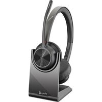 Poly Voyager 4320 UC Wireless Headset with Charge Stand, USB-C - Stereo - USB Type C - Wired/Wireless - Bluetooth - 164 ft - 20 Hz - 20 kHz - Over-the-head - Binaural - Ear-cup - 4.92 ft Cable - Noise Cancelling Microphone