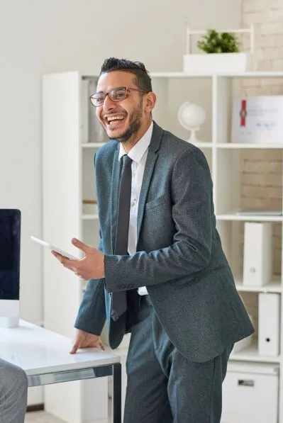 Business man smiling