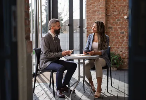 Business Man and woman talking 