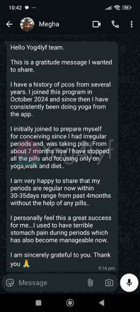 After 4 Months of Yoga at Yog4Lyf, Megha's Irregular Periods Normalized Without Pills