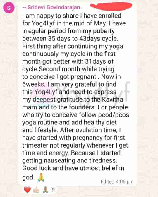 After 2 Months of Yoga at Yog4Lyf, Sridevi's PCOS Cycles Regulated and She Conceived Naturally