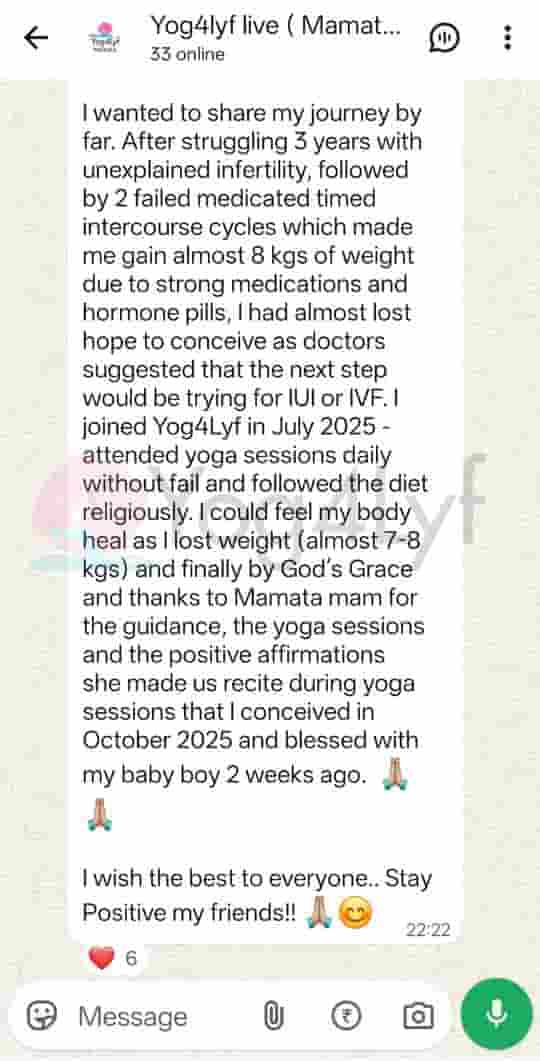 After 3 Years of Unexplained Infertility and Failed IUI Cycles, She Conceived Naturally Through Yoga at Yog4Lyf