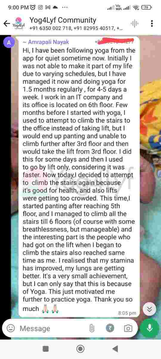 After 1.5 Months of Regular Yoga at Yog4Lyf, Amrapali's Stamina Improved and She Climbed 6 Floors Without Struggle