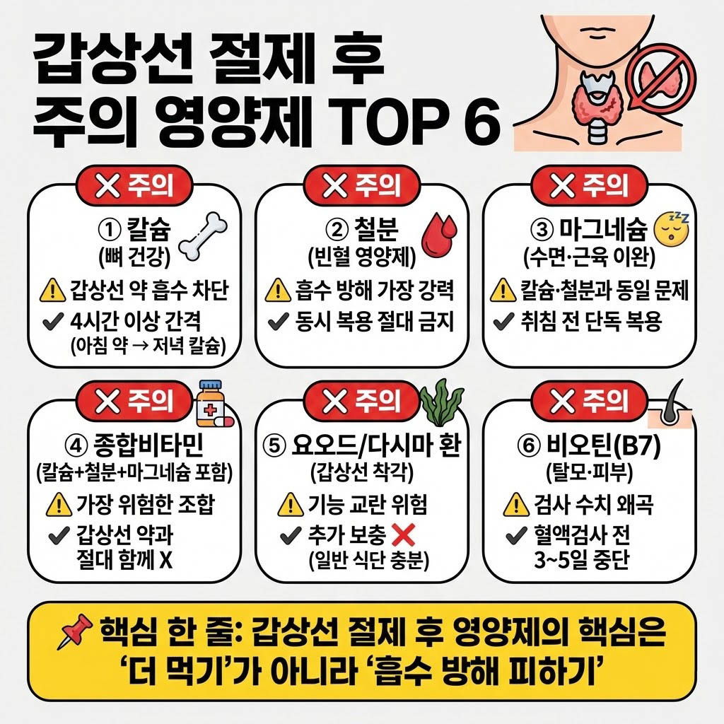 갑상선 절제 후 특히 주의해야 할 영양제 TOP 6