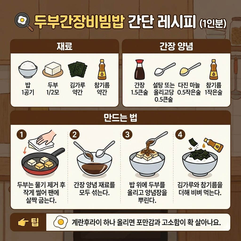 두부간장비빔밥 간단 레시피