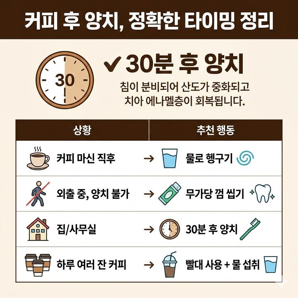 커피 후 양치, 정확한 타이밍 정리