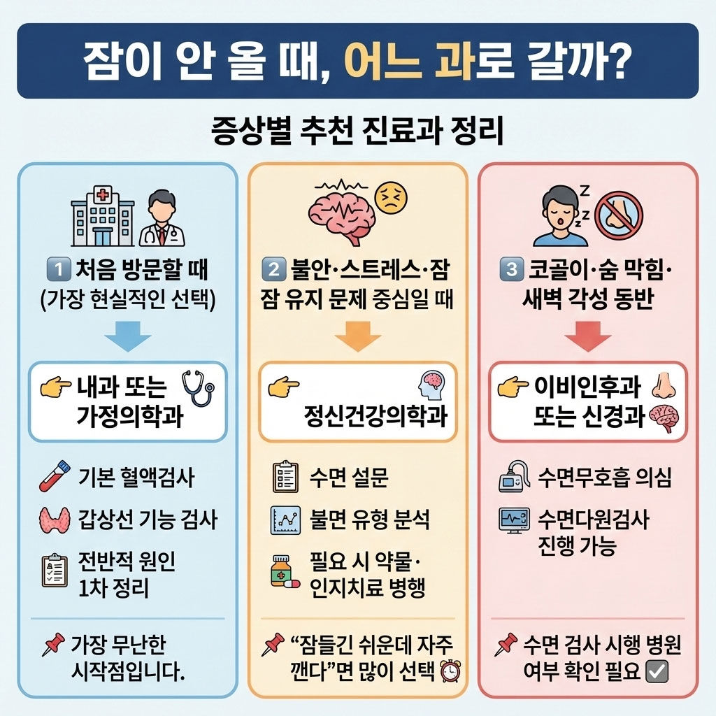 잠이 안 올 때, 어느 과로 갈까?